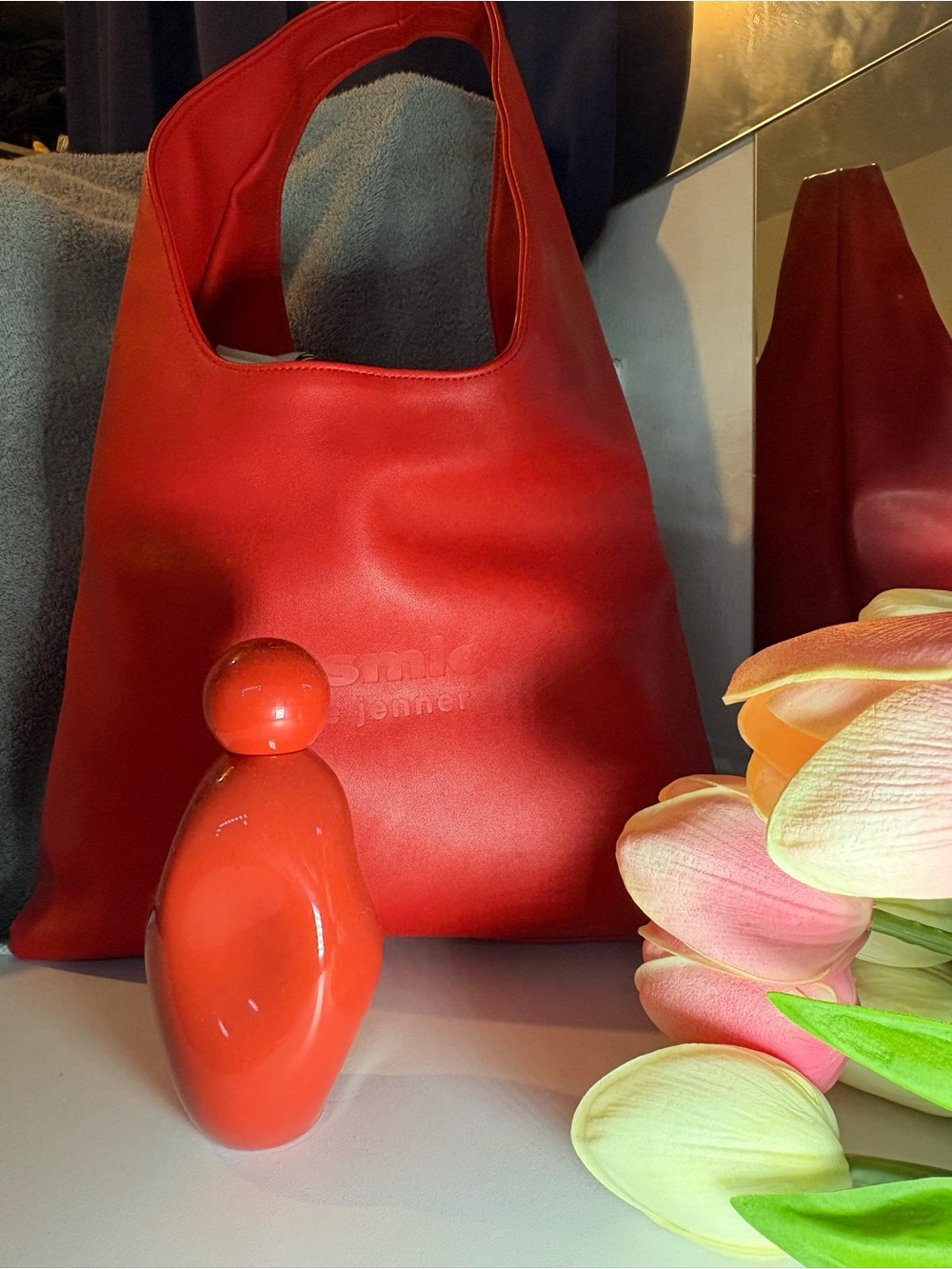 Kylie Cosmetics Red Leather Tote Bag
